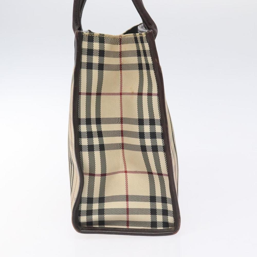 BURBERRY Nova Check Hand Bag Nylon Leather Beige Silver Auth ac3586 - Picture 3 of 16